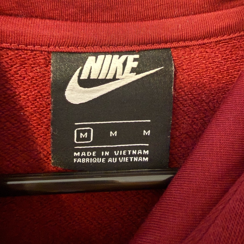 Nike Deep Red Pullover Hoodie with White Logo - Picture 3 of 3